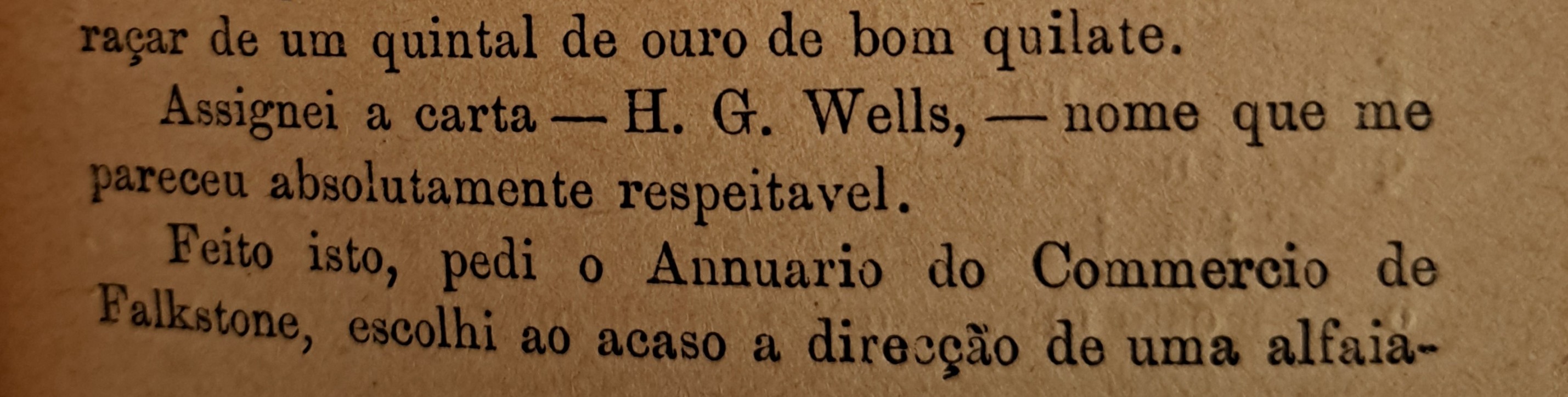 A picture of an excerpt where the narrator signs 'H. G. Wells'