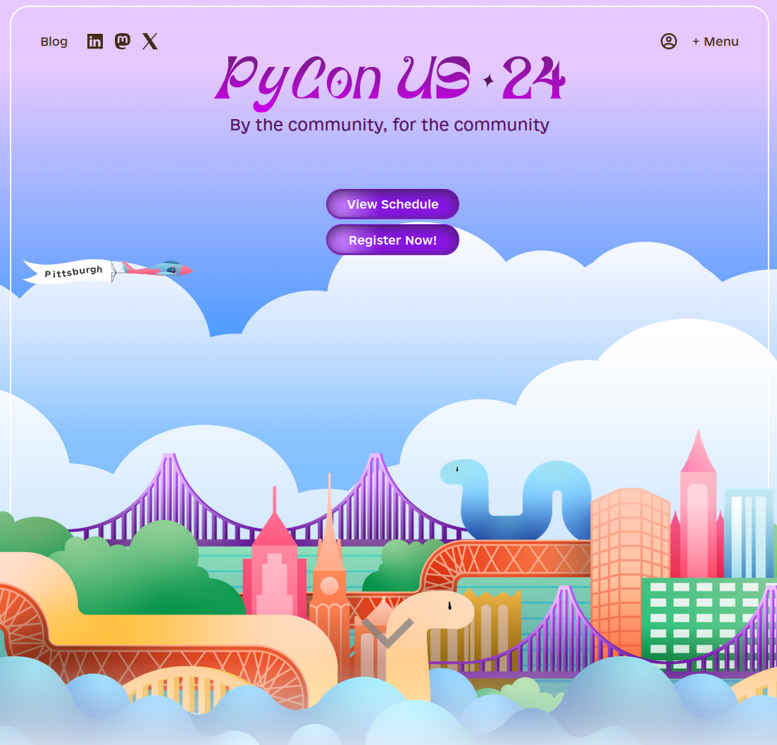 Edited screenshot of the PyCon US 2024 website cover