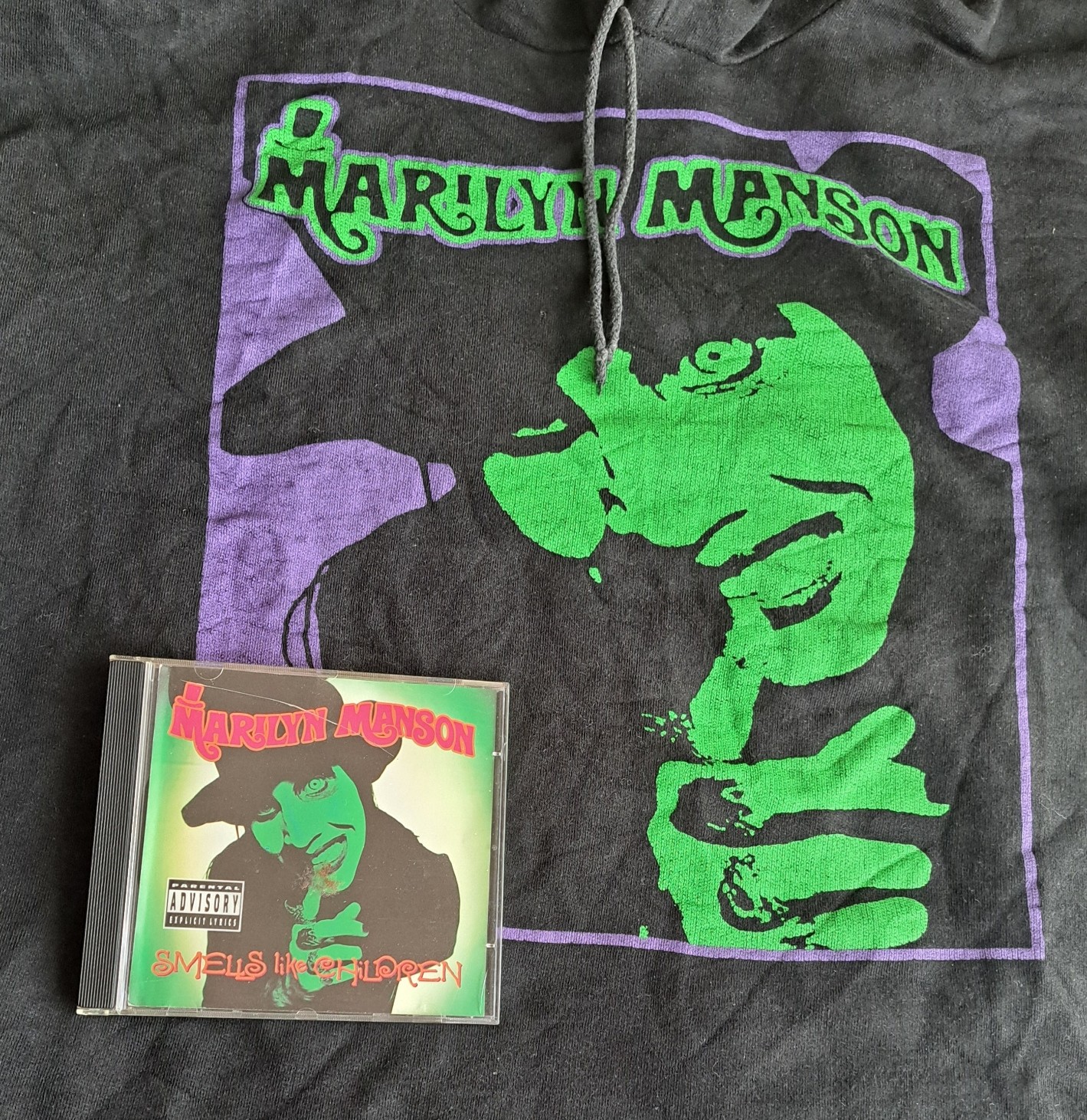 Marilyn Manson's "Smells Like Children" CD and hoodie